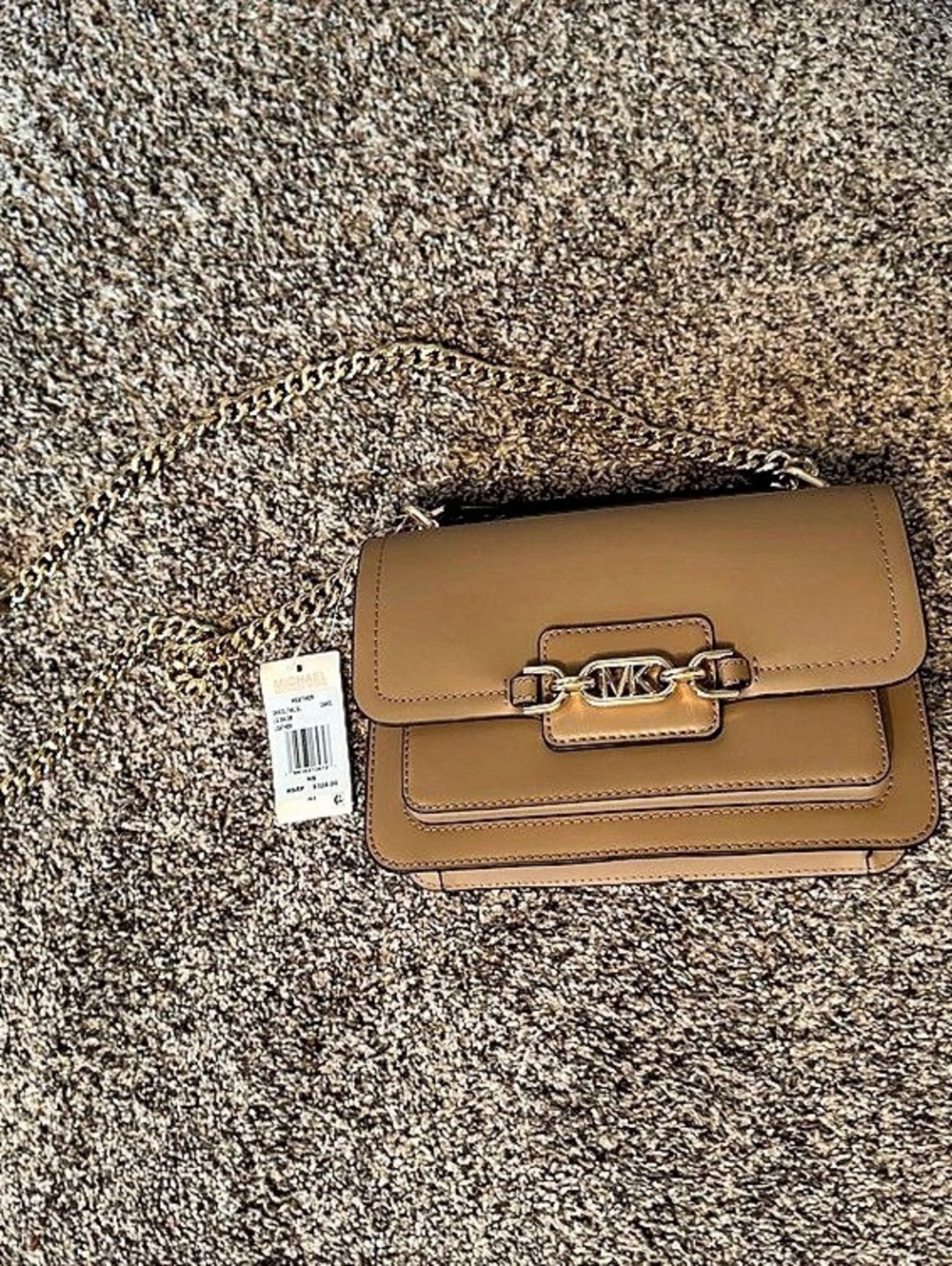 Michael Kors Heather Extra-Small Leather Crossbody Bag Camel
